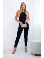 Bavlnené nohavice so zirkónmi na zadných vreckách tmavomodré Bavlnené nohavice so zirkónmi na zadných vreckách tmavomodré