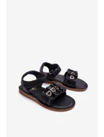 Detské sandále so srdiečkom na suchý zips Black Havana