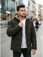 Pánska zimná bunda s kapucňou zelená FashionStreet TX5092 Pánska zimná bunda s kapucňou zelená FashionStreet TX5092