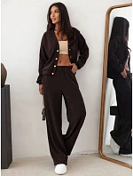 Dámska súprava z kordového úpletu s čokoládovým kardigánom FashionStreet AY1232