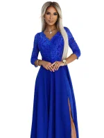 309-12 AMBER elegantné dlhé čipkované šaty s výstrihom - farba CHABRIEL 309-12 AMBER elegantné dlhé čipkované šaty s výstrihom - farba CHABRIEL