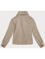 Voľná béžová pruhovaná rebrovaná bunda s golierom (244003) Voľná béžová pruhovaná rebrovaná bunda s golierom (244003)