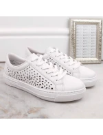 Pohodlné kožené topánky Rieker W RKR641 white