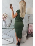 Asymetrické khaki šaty