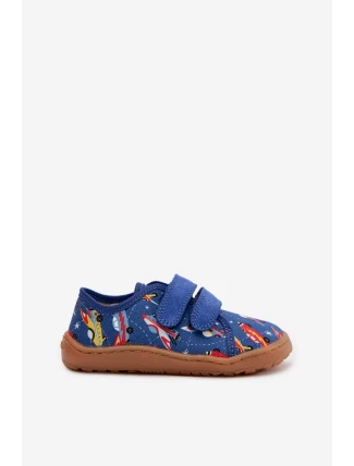 Dětské bačkůrky Barefoot Vesmírná loď Froddo Canvas G1700440-5 Modré