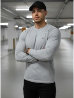 Pánske sivé tričko FashionStreet s dlhým rukávom LX0539