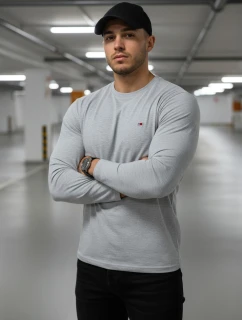 Pánske sivé tričko FashionStreet s dlhým rukávom LX0539