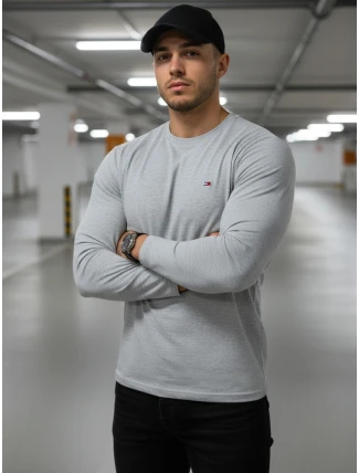Pánske sivé tričko FashionStreet s dlhým rukávom LX0539