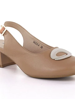 Dámske lodičky s otvorenou špičkou svetlohnedej farby M.Daszynski SA233-4