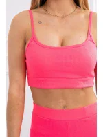 Súprava s nohavicami s vysokým pásom ružovej neónovej farby Súprava s nohavicami s vysokým pásom ružovej neónovej farby