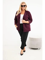Dámske manšestrové nohavice vo veľkosti plus size s klopami a vreckami, slivkovej farby Dámske manšestrové nohavice vo veľkosti plus size s klopami a vreckami, slivkovej farby