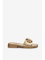 Dámské nazouváky na ploché podrážce s zlatým přezkou Melivra