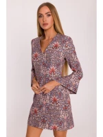 M877 Šaty s potlačou a širokými manžetami - model 2