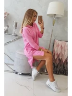 Šaty s kapucňou a dlhším chrbtom svetlo ružové