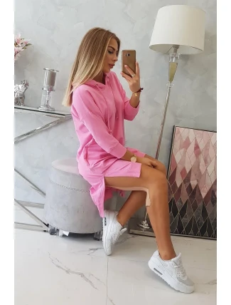 Šaty s kapucňou a dlhším chrbtom svetlo ružové