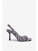 Dámske sandále na podpätku z eko semišu zebra Calvoria