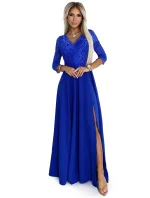 309-12 AMBER elegantné dlhé čipkované šaty s výstrihom - farba CHABRIEL 309-12 AMBER elegantné dlhé čipkované šaty s výstrihom - farba CHABRIEL