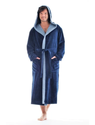 Pánsky župan Tampa duo s kapucňou 3959 tmavomodrý - Vestis