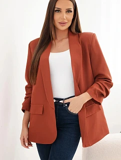 Elegantný sako s klopami, hnedé