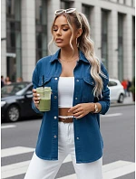 ALEXANDRIA dámska košeľová bunda tmavomodrá FashionStreet TY3604 ALEXANDRIA dámska košeľová bunda tmavomodrá FashionStreet TY3604