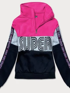 Ružovo-šedá dámska športová mikina (26019)