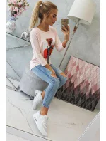 3D grafická blúzka Noteworthy púdrovo ružová