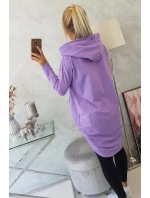 Mikina s dlhým chrbtom a kapucňou tmavo fialová