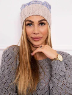 Paris fleecová čiapka K213 svetlo béžová+modrá