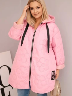 Dámska prešívaná bunda s kapucňou a nápisom HOPE candy pink