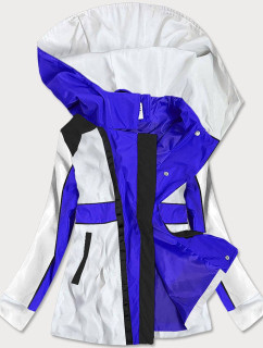 Svetlo modro-biela dámska bunda vetrovka s kapucňou (YR1967)