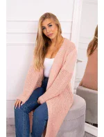 Sveter dlhý kardigan svetlo púdrovo ružový