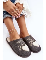 Damskie Klasyczne Kapcie Wsuwane Ocieplane Szare Mabira