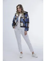 Svetlomodrá krátka károvaná košeľová bunda (AG3-1839)