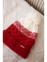 Fleecová čiapka Ilona K218 malpberry+ecru