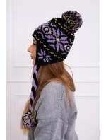 Kockovaná čiapka Fabia K272 čierna+fialová