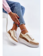 Sneakersy Damskie Na Platformie Beżowe Redala