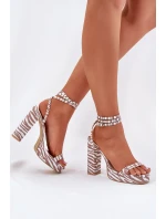 Sandały Damskie Na Słupku Z Paseczkiem Zebra Fevenne