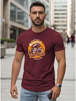 Pánske bavlnené tričko s motorkárskou potlačou bordová FashionStreet NX5095R Pánske bavlnené tričko s motorkárskou potlačou bordová FashionStreet NX5095R