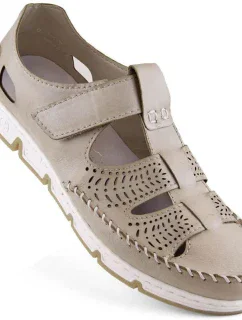 Rieker W RKR651 béžové kožené poltopánky s háčikom a pútkom