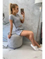 Bavlnená súprava so šortkami sivá