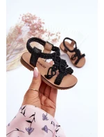 Dziecięce Plecione Wsuwane Sandały Czarne Tracy