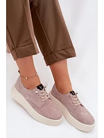 Semišové dámské polobotky na platformě Vinceza 79605 béžové