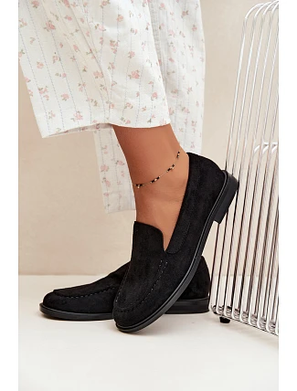 Dámske mokasíny a loafers z ekologického semišu, čierne, Laisie Dámske mokasíny a loafers z ekologického semišu, čierne, Laisie