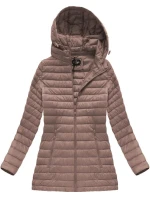 Prešívaná bunda v staroružovej farbe s kapucňou (7473-PLUS)
