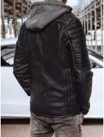 Pánska kožená bunda čierna FashionStreet TX4244