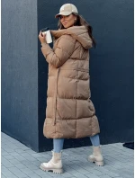 Dámsky prešívaný kabát CLOUTIQUE tmavo béžový FashionStreet TY4371