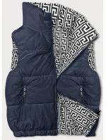 Tmavomodrá krátka dámska páperová vesta so stojačikom (16M9092-215) Tmavomodrá krátka dámska páperová vesta so stojačikom (16M9092-215)