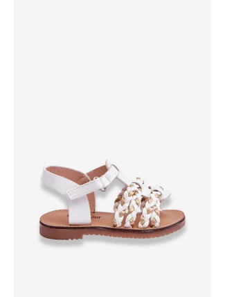 Dziecięce Sandały Na Rzep Z Paseczkami Białe Sammy