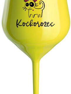 JSEM KOČKONALÁ. KOČKOROŽEC - žlutá nerozbitná sklenice na víno 470 ml