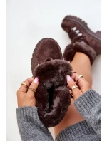 Dámska zateplená členková obuv s kožušinou 9685 Tmavohnedá MARQUIIZ